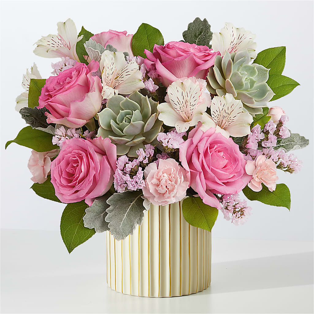 Dusty Rose Bouquet with Ivory Vase – CASEY'S FLORIST, Princeton NC