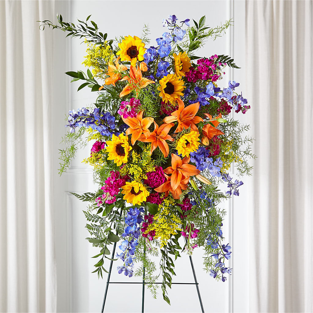 Sunlit Memories Standing Spray (Standard) – CASEY'S FLORIST, Princeton NC
